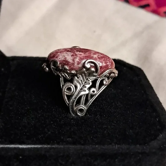 Norwegian Thulite Ring in Sterling Silver. - Picture 4 of 10